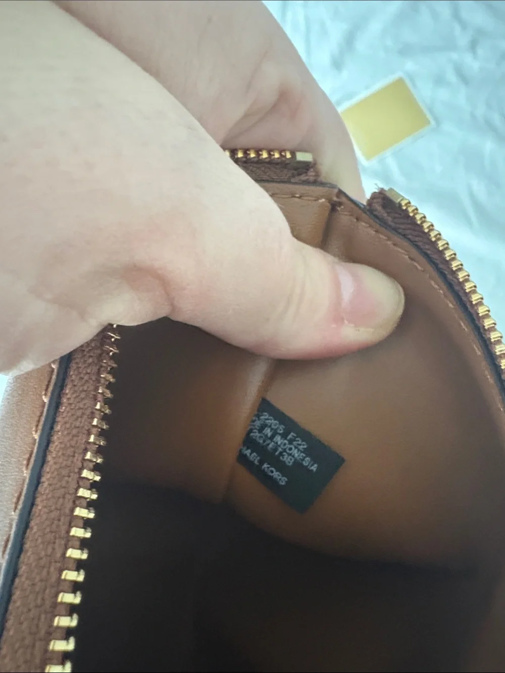 Michael Kors Cognac Leather Wristlet Clutch